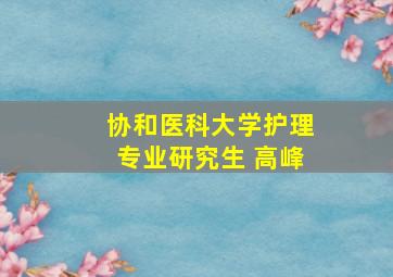 协和医科大学护理专业研究生 高峰